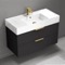 Floating Black Bathroom Vanity, Modern, 40
